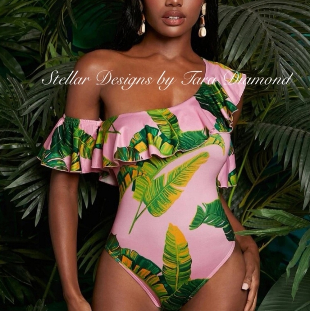 BRAND NEW Pink Tropical Sexy Swimsuit - Bodysuit